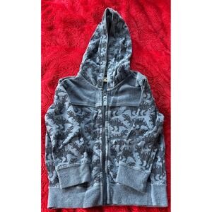 Hatley Kids Blue Dinosaur Print Full Zip Up Hoodie Sweatshirt Size 3